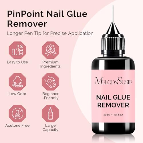 Image of MelodySusie 2PCS Nail Glue Remover for Press on Acetone Free Nail Polish Remover Multi-Functional Remover for Nails Tips Gentle Glue Remover for Gel x Nails for Home Salon 30ML