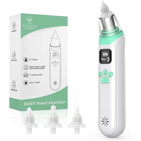 Nasal Aspirator Baby, Nose Sucker Baby Electric Nose Cleaner, 3 Suction Levels and 3 Silicone Tips Anti-Backflow Nose Vacuum Cleaner, Rechargeable Built-in Music Snot Sucker for Baby Boy Girl Gifts Cover
