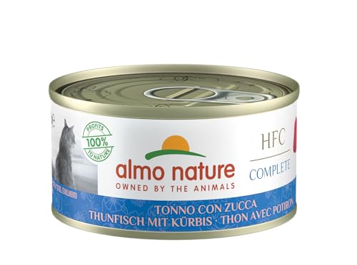 almo nature HFC Complete Wet Food for Adult Cats, Tuna with Pumpkin (24 Cans of 70 g)