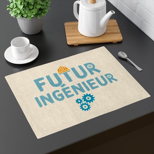 Sets de table en lin de qualité supérieure motif sciences grand format x4 - 3