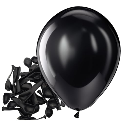 Bezente Black Balloons Latex Party Balloons - 150 Pack 5 inch Matte Black Helium Balloons for Black Themed Birthday Graduation Bridal Shower Halloween Party Decorations