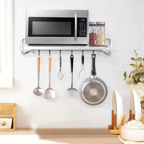 GREENSAPPIRE Mikrowellen-Regal aus Carbonstahl Wandmontage Halterung mit Hängesystem Stabiler Mikrowellenhalter für Küche Zuhause Wandhalterung für Mikrowellen