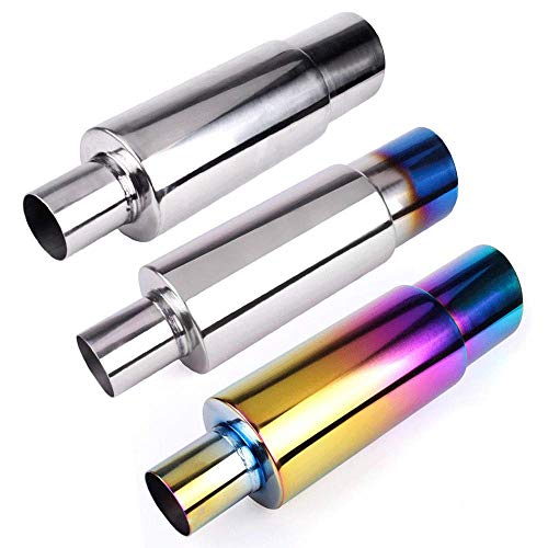 Image of Exhaust Muffler,Universal Stainless Steel Exhaust Burnt Tip,14.8 inches Length,2 inches Inlet 3 inches Outlet,Blue