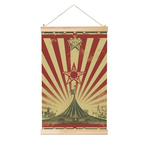 Poster vintage toile de fond de cirque avec cadre en bois TRSGKSQP 91x61 cm