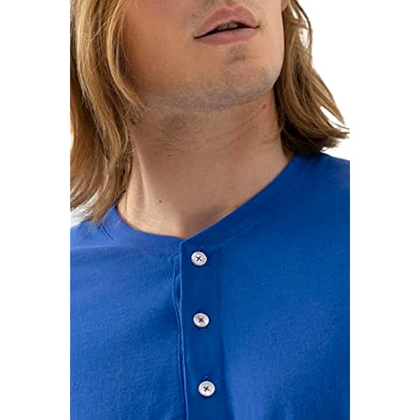 Mey Heren T-Shirt - korte mouwen Homewear Shirt met Henley kraag - Club Coll. Serie Ringwood - 51154