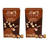 2 x Lindat Nuxor Dark Chocolate Box 150 g – Premium Swiss Dark Chocolate with Crunchy Hazelnuts