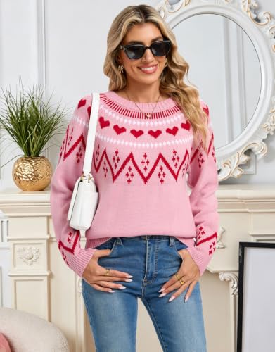Image of Women's Vintage Fair Isle Pullover Sweater Lightweight Knit Tops