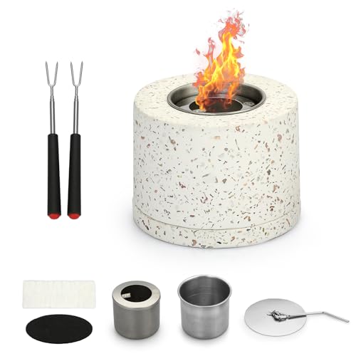 SUMNACON Terrazzo Tabletop Mini Fire Pit, Portable Ethanol Fireplace Fire Pit Bowl Pot Small Firepit Burner Table Firepit Set with Fork Kit for Outdoor and Indoor SUMNACON Terrazzo Tabletop Mini Fire Pit, Portable Ethanol Fireplace Fire Pit Bowl Pot Small Firepit Burner Table Firepit Set with Fork Kit for Outdoor and Indoor