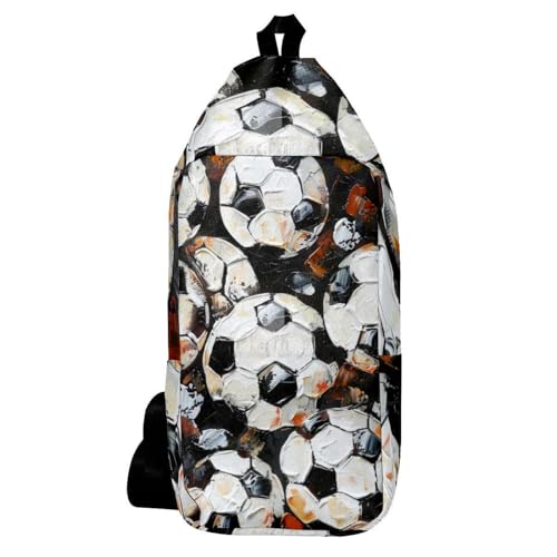 Sac à dos bandoulière homme femme motif football grunge, petit sac poitrine sport