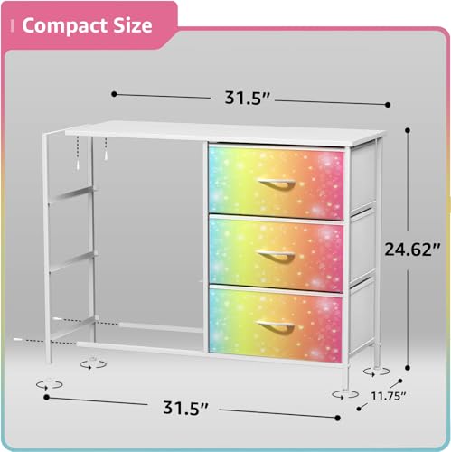 Sorbus Dresser with Fabric Drawers & Wood Top (6 Drawer, Rainbow Stars) - image 3