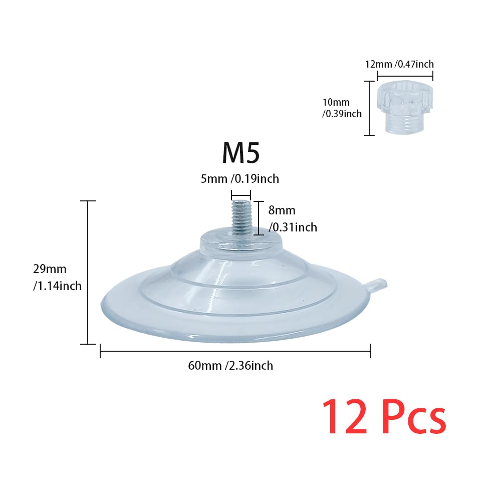 Ventose Trasparenti M5 Con Filettatura - 10 Pezzi Ø60mm Per Vetro, Specchio, Piastrelle - Foto 3