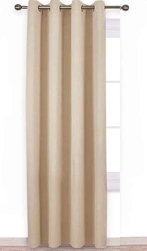 FRESH FROM LOOM Blackout Door Curtains 7 Feet Set of 1 | Plain Design | 70% Room Darkening | Thermal Insulated Curtains | Window & Door Curtain for Living Room Bedroom (Beige | 7 Feet, 1pc Only)