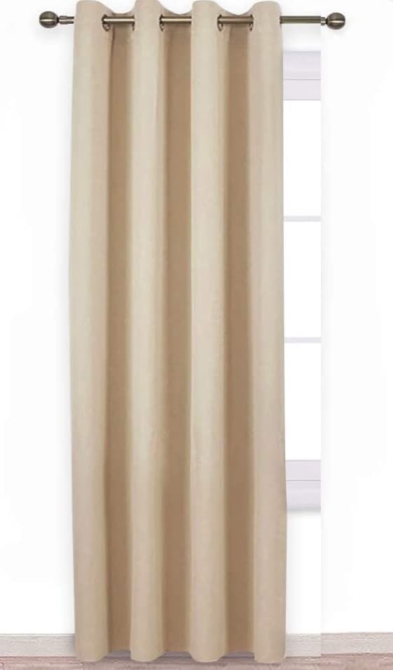 FRESH FROM LOOM Blackout Door Curtains 8 Feet Set of 1 | Plain Design | 85% Room Darkening | Thermal Insulated Curtains | Long Window & Door Curtain for Living Room Bedroom (Beige | 8 Feet Long, 1pc)
