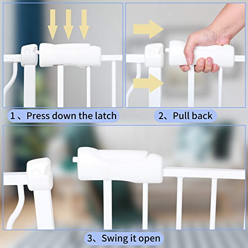 Hooen Extra Wide Baby Gates For Stairs Doorways Hallways Pressure Mounted Baby Gate Walk Through Child Gates For Kids Or Pets Indoor Safety Gates 76.38-81.1 Inch #TOP3