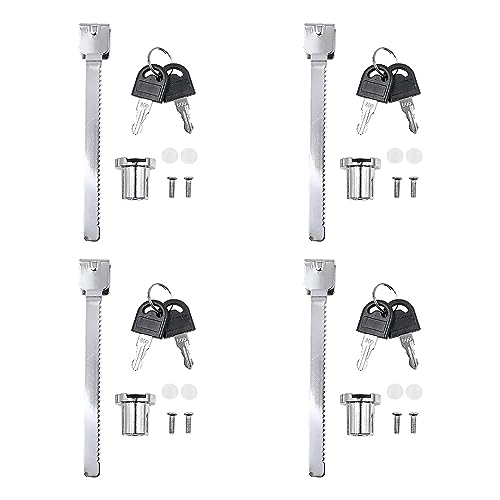 POFET 4PCS Glass Door Lock Sliding Glass Door Locks Serrated Locks for Bookcases Display Cabinets Collection Cabinets Cargo Cabinets