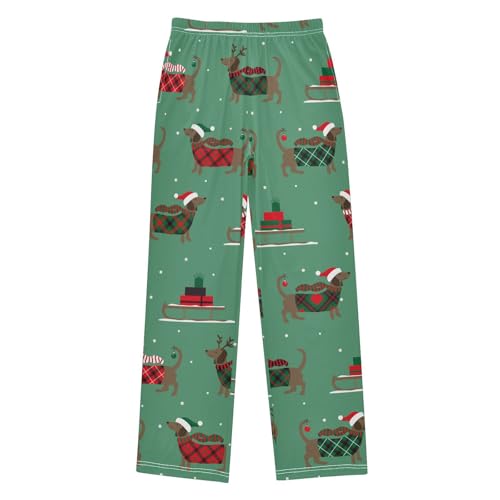 Boys' Pants Christmas Sledges Duchshunds Snow Long Bottoms Jogger Pants Elastic Waist Trousers with Pockets S-XL