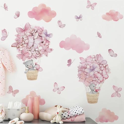 Vinilos Decorativos infantiles pink Baby Bear Butterfly miniatura 2