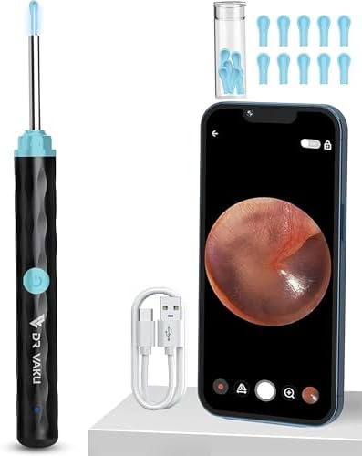 Dr Vaku® Earocam Ear Cleaner Earwax Removal Tool Kit with HD Camera Wifi Connection & 6 LED Lights Endoscope Tool for iOS & Android + 11 Silicone Tips Free (Black)