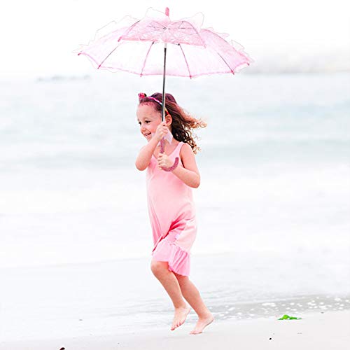 Zyyini Lace Umbrella, Bridal Lace Parasol Lace Umbrella, Hand Made Bridesmaid Girls Embroidered Umbrella For Wedding Parties Dancing Photography Props(Pink) #TOP1