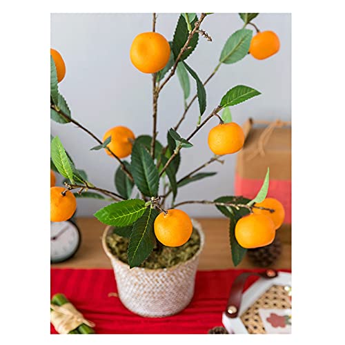Künstlicher Bonsai-Baum, 63,5 cm, künstliche Kunststoff-Topfpflanzen, orangefarbene Pflanzen mit Korb, für Zuhause, Veranda, Schreibtisch, Zimmerdekoration - Image 5
