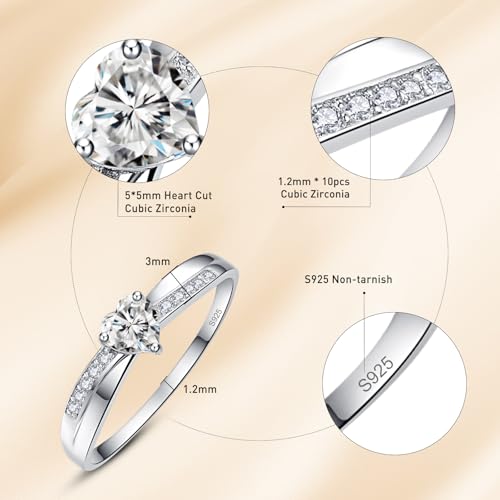925 Sterling Silver Heart Promise Rings for Her Cubic Zirconia/Sapphire Women's Heart Ring Infinity Twisted Engagement Jewelry Gifts for Wedding, Anniversary, Christmas Size 5-102