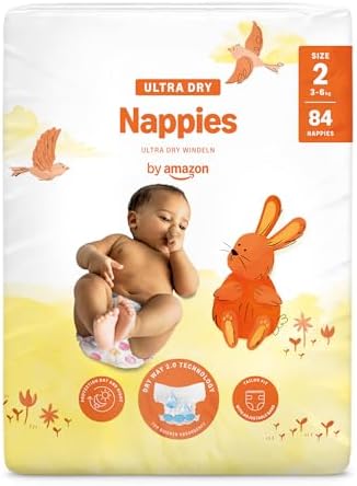 By Amazon Pañales ultra-secos, Talla 2 (3-6 kg), Con canales, Bla...