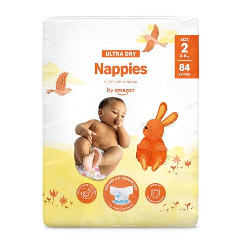 By Amazon Pañales ultra-secos, Talla 2 (3-6 kg), Con canales, Bla...