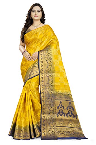 Image of Women's Banarasi Silk With Jacquard Print Saree With Blouse