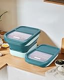Zawaer Hundefutter Aufbewahrung, Pet Food Container 5kg,Trockenfutter BehäLter, Hundefutterbox, Futterbehälter für Haustiere Faltbar mit Deckel Löffel Messbecher (Grün)