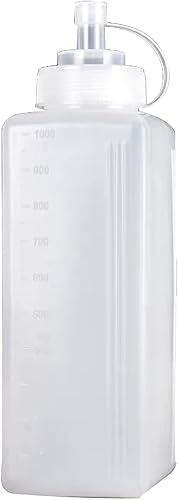 Dispensador de condimentos cuadrado de plástico botella de condimento de gran diámetro para salsa de tomate mostaza aderezo ensalada aceite de chile