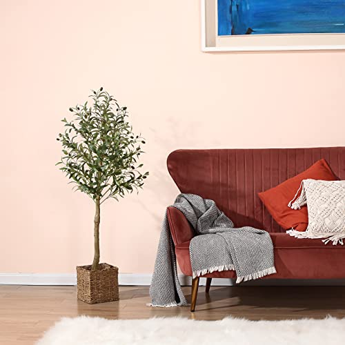 Ferrgoal Artificial Olive Trees 4Ft Fake Olive Plant With Basket Faux Plants Indoor Outdoor Fake Tree In Pot Slik Plants For Home Decor Office Living Room Perfect Housewarming Gift Green 2Pack #TOP3