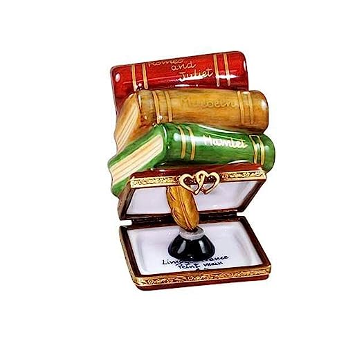 Limoges Boutique Fine French Porcelain Shakespeare Stack Of Book With Inkwell And Brass Feather #TOP1