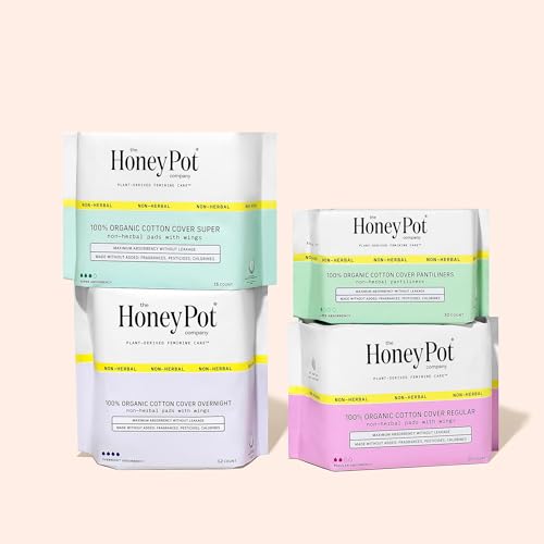The Honey Pot Company F8766 Pads For Women - Non-Herbal Regular Flow W/Wings - Organic Cotton Cover & Ultra-Absorbent Pulp Core - Sanitary Pads thumb #3