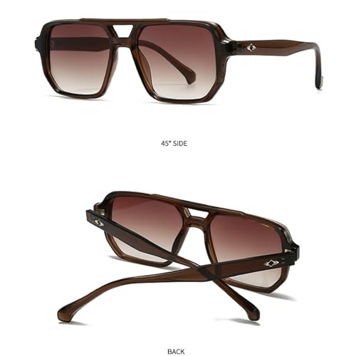 Retro Double Bridges Square Men Punk Sunglasses Fashion Gradient Shades UV400 Women Sun Glasses 380024