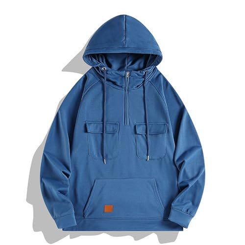 Ymosrh Men's Casual Hoodies, Long Sleeve Cargo Tactical Pullover Work Hooded Sweatshirts with Pockets, S-2XL2