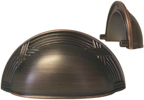 5 Pack Oil Rubbed Bronze Kitchen Cabinet Drawer Hardware Ribbon & Reed Round Knobs/Handle Pulls/Cup Pulls 8863 (Cup Pull 3" (76MM))