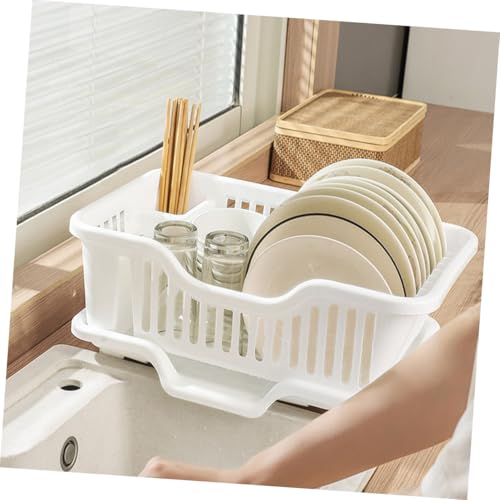 Escurreplatos de acero inoxidable con sistema de drenaje. Solución multifuncional de almacenamiento de cocina para platos, cubiertos y tazas. Ahorro de espacio.