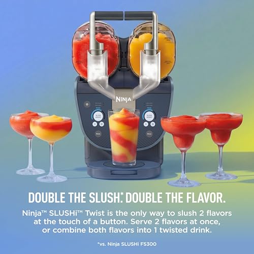 Image of Ninja SLUSHi Twist Smart Frozen Drink Maker with Dual SlushAssist | Dual Barrel for 2 Flavors at Once | 144 oz |14 Temperature Controls, Frozen Cocktails, Margaritas, Slushies & More | Blue | FS701BL