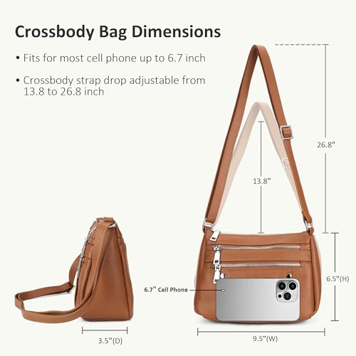 Image of befen Genuine Leather Crossbody Bags for Women Small Shoulder Bag for Ladies Cross Body Phone Bag for Girls Pocketbook Handbag with Multiple Pockets