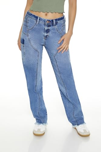 Forever 21 Women's Low-Rise Straight Cargo Jeans2