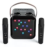 Karaoke Machine & Portable Speaker with 2 Wireless Microphones & Lights. Mr Entertainer Nano