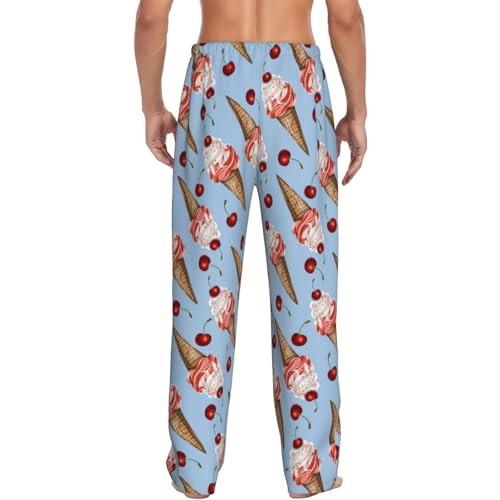 Ice Cream and Cherries Pattern Men's Pajama Pants Sleepwear Bottom Long Sleeve Sleep & Lounge Pants With Pocket3