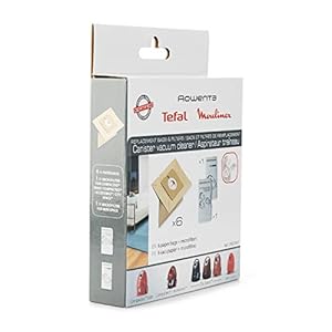 Rowenta ZR003901 Paper Bags and Filter Kit for Compacteo Ergo, City, Mini Space (Pack of 6+2), 1800 W, White