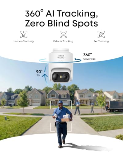 Image of eufy Security eufyCam C37 4-Cam Kit, 360 Pan&Tilt Auto tracking, Security Cameras Wireless Outdoor, 2K Solar Powered, Human /Vehicle /Pet /Face AI Detection, No Subscription, Built-in 64GB Local Storage