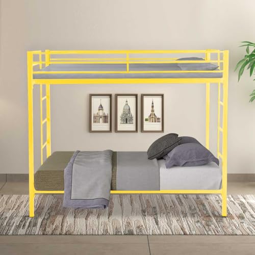 Image of Pilio Twin Over Twin Metal Bunk Bed | Bunk Bed Without Storage for Kids & Adult | Double Decker Bed for Kids Room| Space-Saving Twin Bunk Room| Bunker Bed Frame (Mattress Not Included)