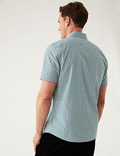Image of Marks & Spencer Mens Solid Cotton Collared Neck Regular Fit Oxford Shirt