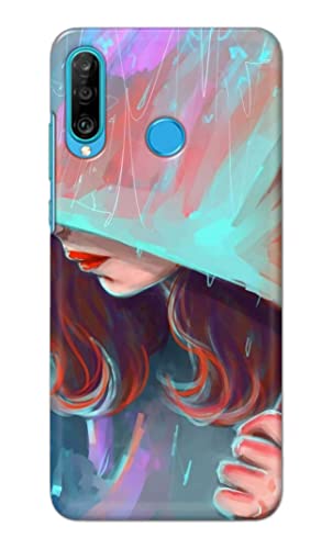Image of PRINTFIDAA Pretty Woman Under The Umbrella Painting Printed Designer Hard Case for Huawei P30 Lite /Nova 4e, Marie-L21BX, MAR-L01A, MAR-L21A, MAR-LX1A Back Cover -(e) RPM1007