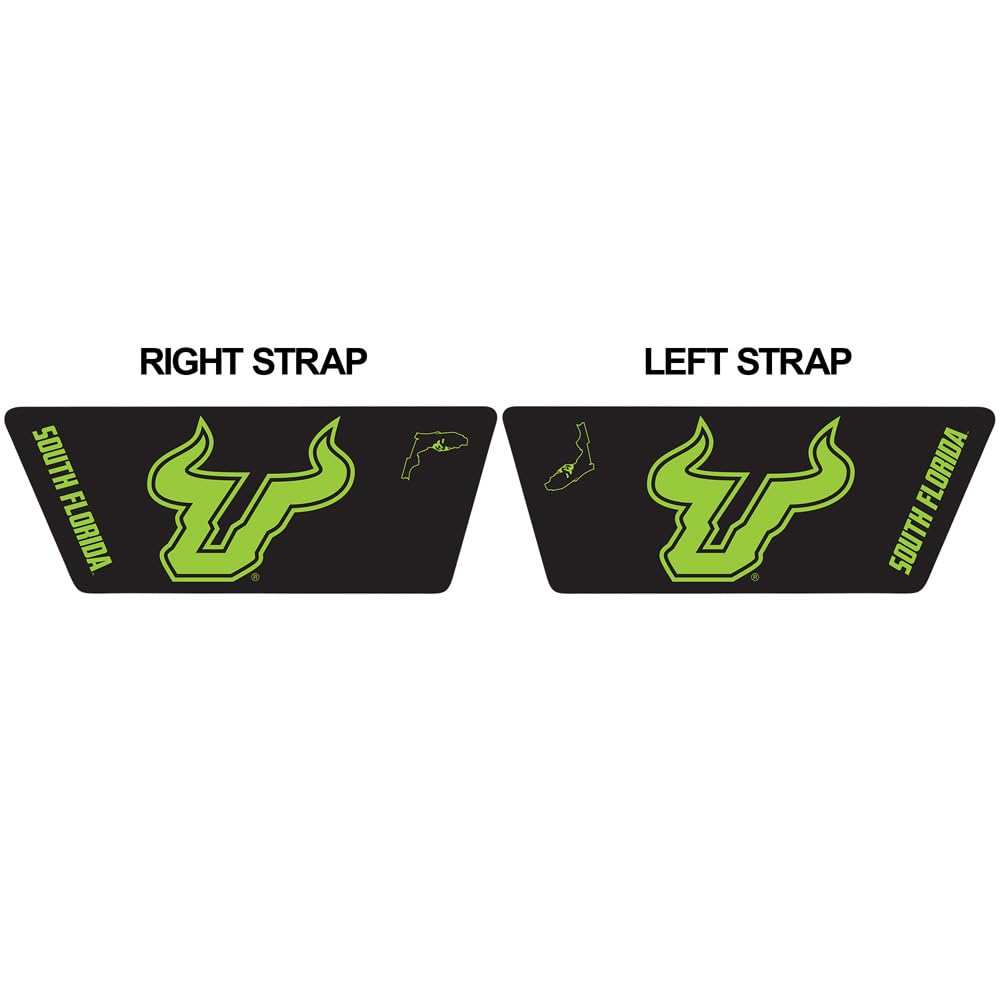 Campus Lab University Of South Florida Neon and Black Double Primary Logo Unisex Adult Slides Adjustable Flip Flop Sandals Officially Licensed Hypd Slydr Switch™, Womens 11-12 / Mens 9-10