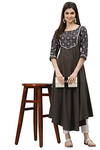Image of Women's Crepe Regular Kurta (ALC9151 Grey XS)