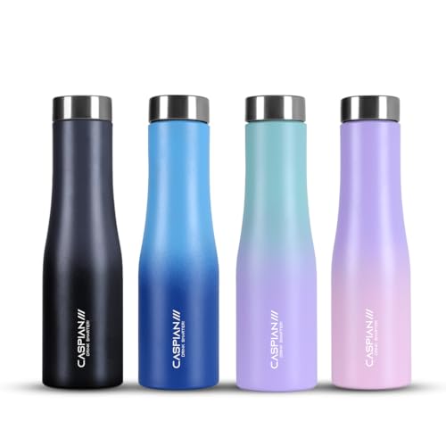 Image of CASPIAN / / / Aqua ISI Certified Stainless Steel Water Bottle 1ltr. (Multicolor, 1 Litre, Set of 4) | Leak Proof Thunder for Fridge Home Office Travel School Kids Boys Girls Adults Sports Gym| BPA Free